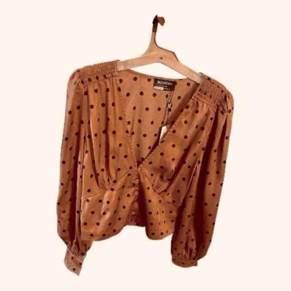 MINKPINK Milan Polka Dot Button Front Blouse Size XL - Picture 8 of 10